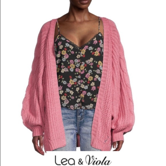 Cardigan Cable Knit Chunky Sweater Lea & Viola - Picture 1 of 4